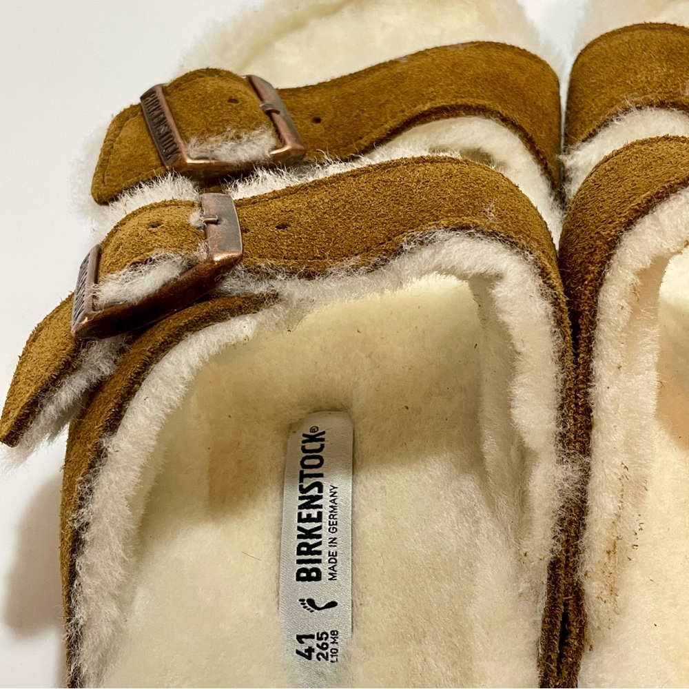 Birkenstock Arizona Shearling Tan Suede 10 Women's US NWOT - Picture 5 of 14